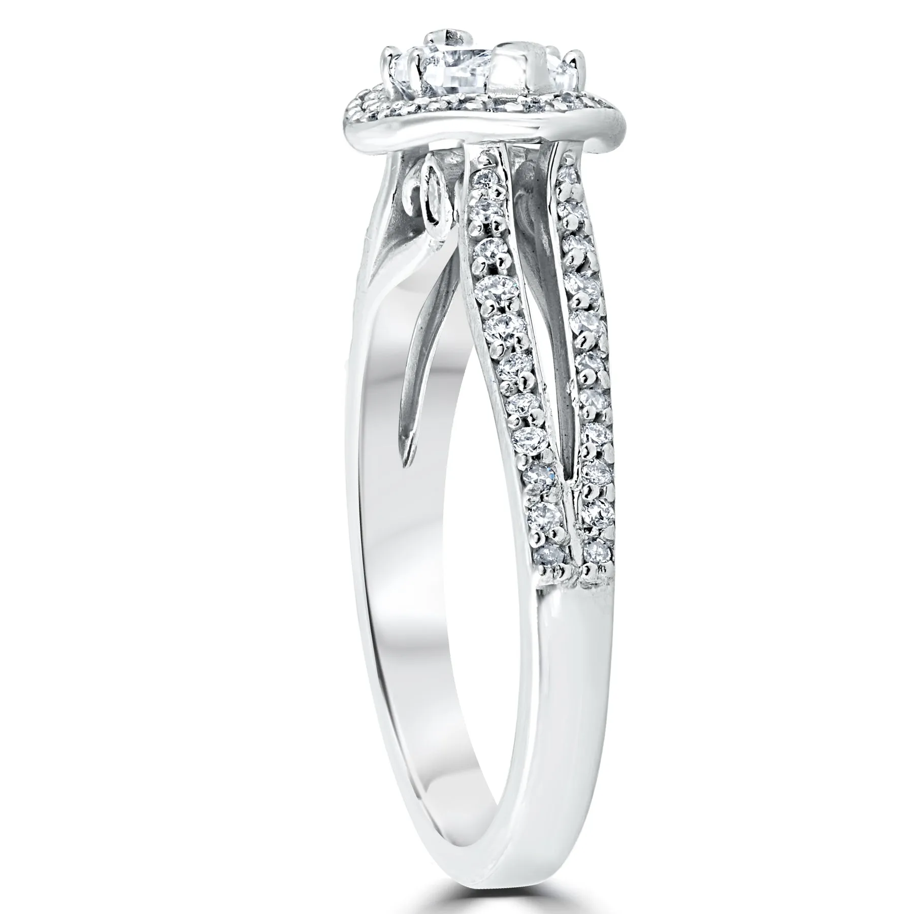 vintage halo sideways marquise diamond engagement ring, 1.5 ct, 14k white gold