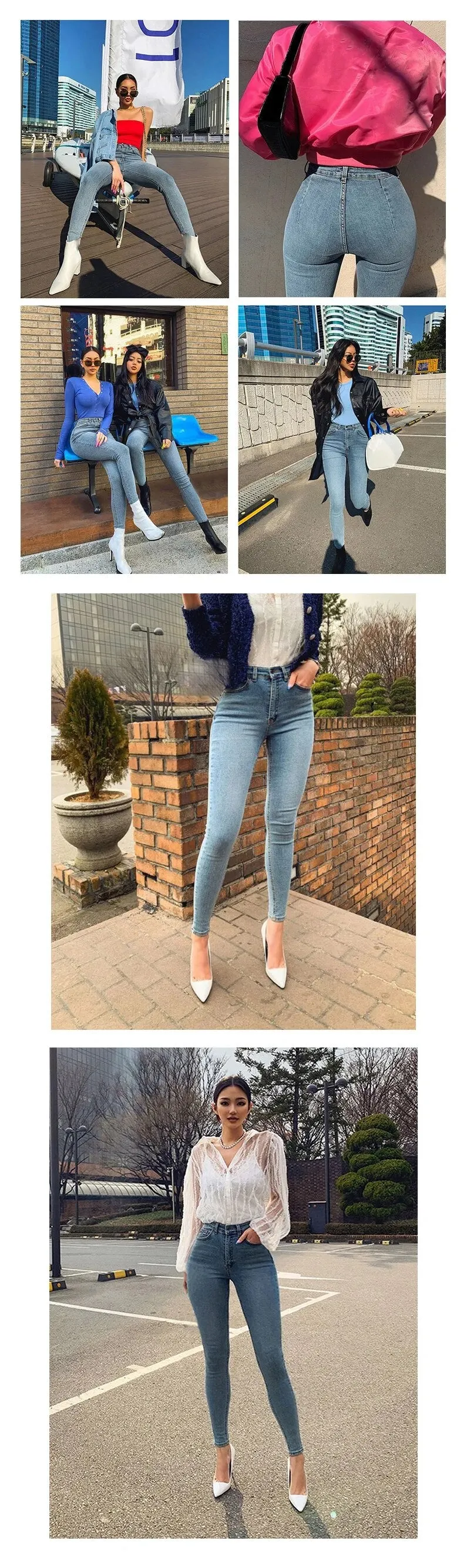 Vintage High Waist Skinny Trousers for Women with Sexy Push-Up Effect.