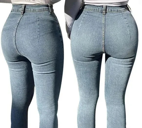 Vintage High Waist Skinny Trousers for Women with Sexy Push-Up Effect.