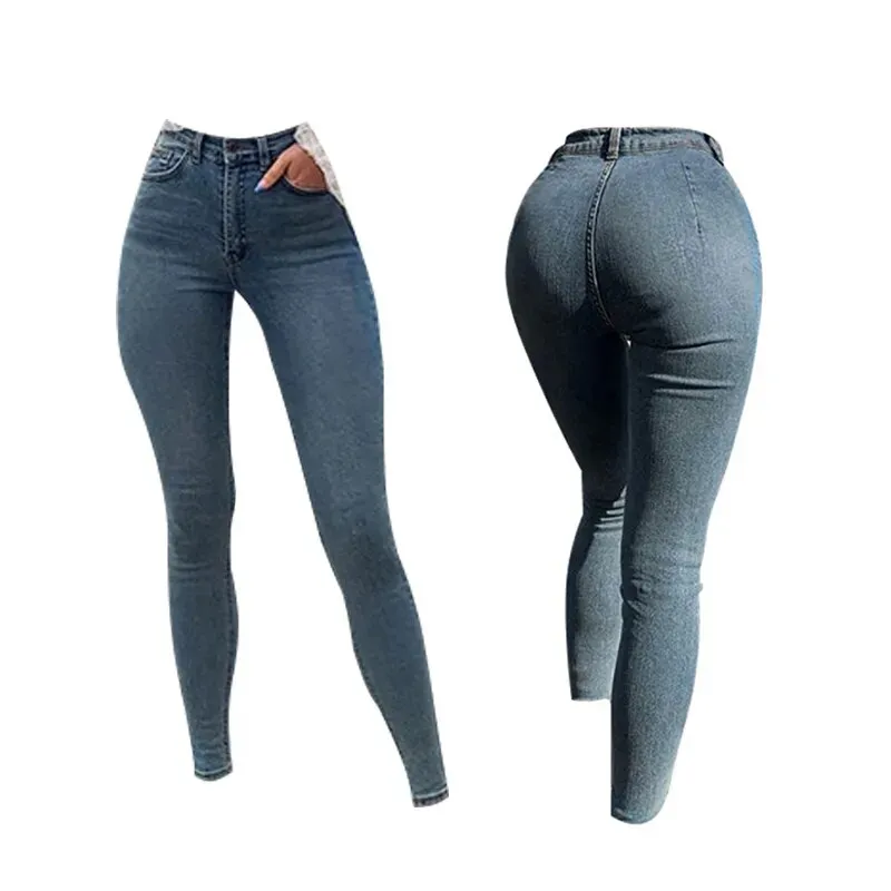 Vintage High Waist Skinny Trousers for Women with Sexy Push-Up Effect.