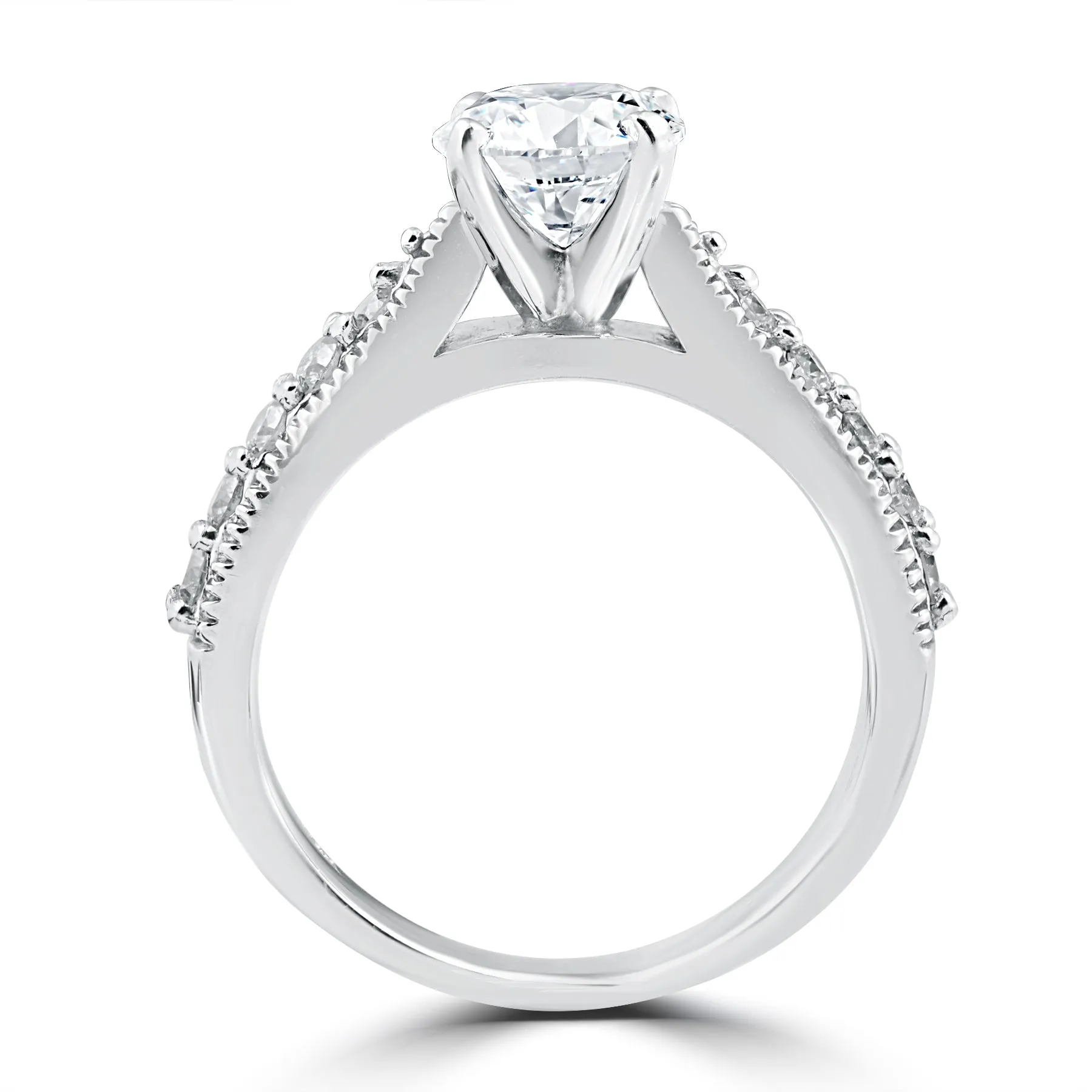 Vintage Round 1.875-carat Diamond Engagement Ring in 14k White Gold - Enhanced