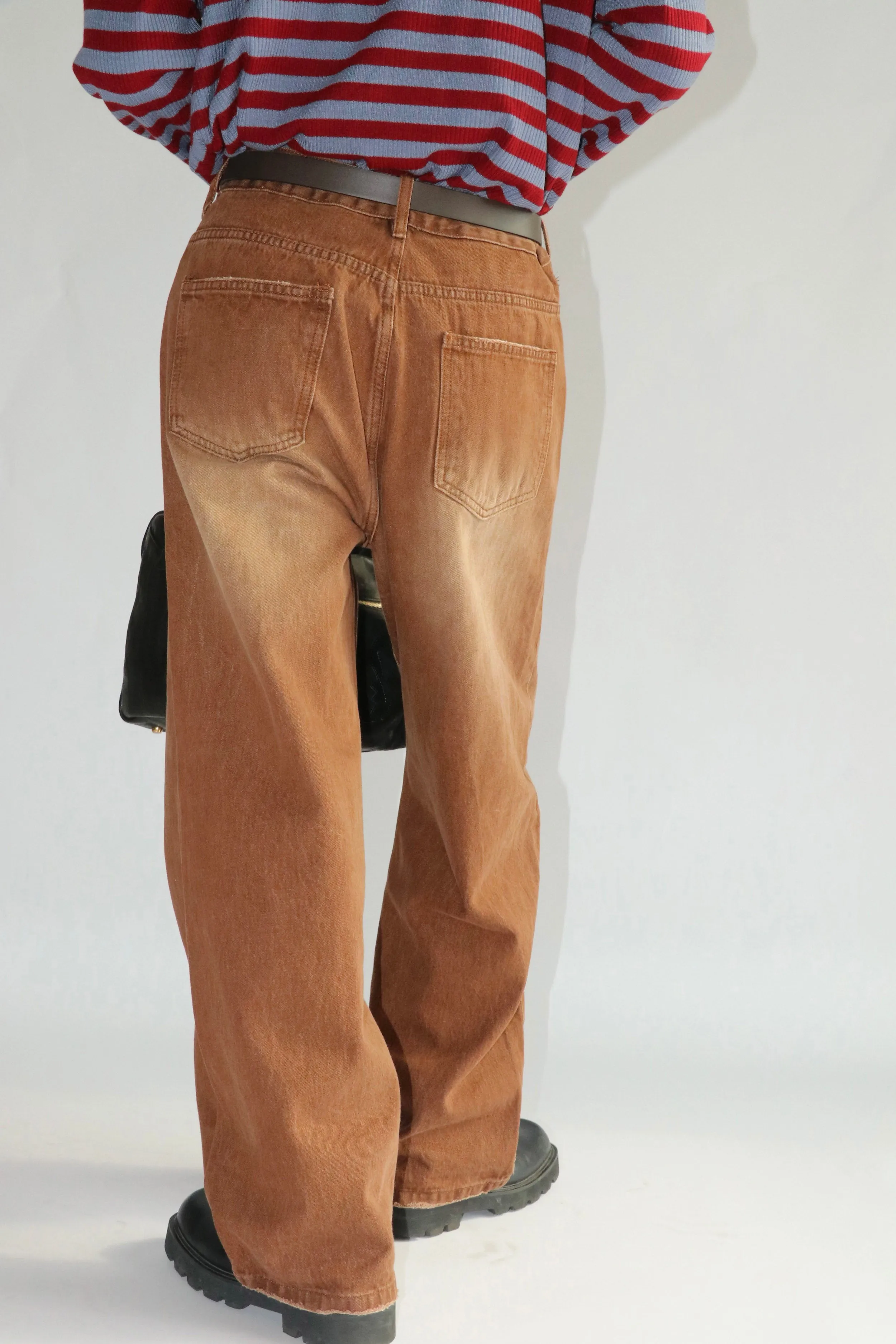 Washed Brown Straight Leg Jeans