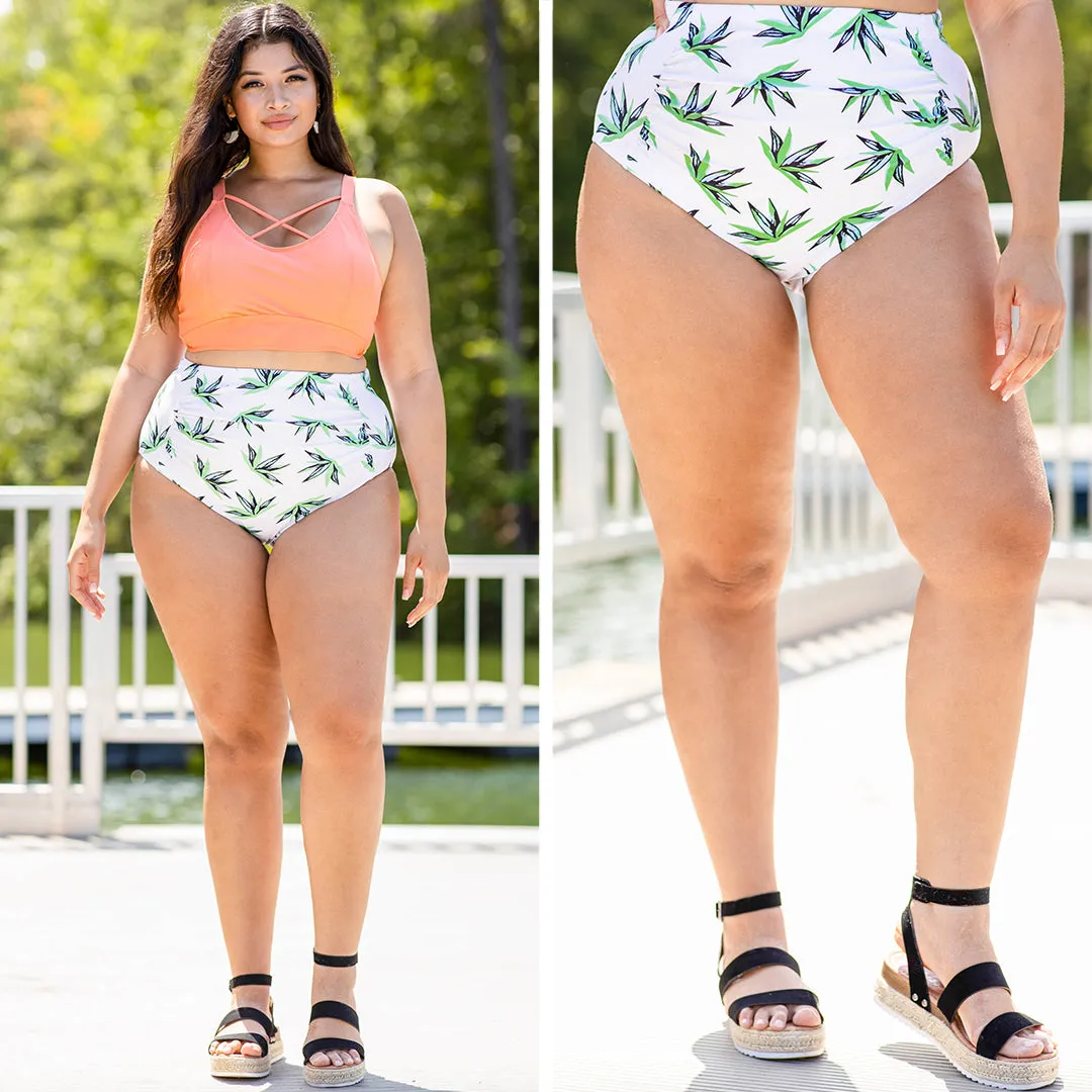 White Floral Let's Go Swim Bottoms for Surfing – Shop Now!