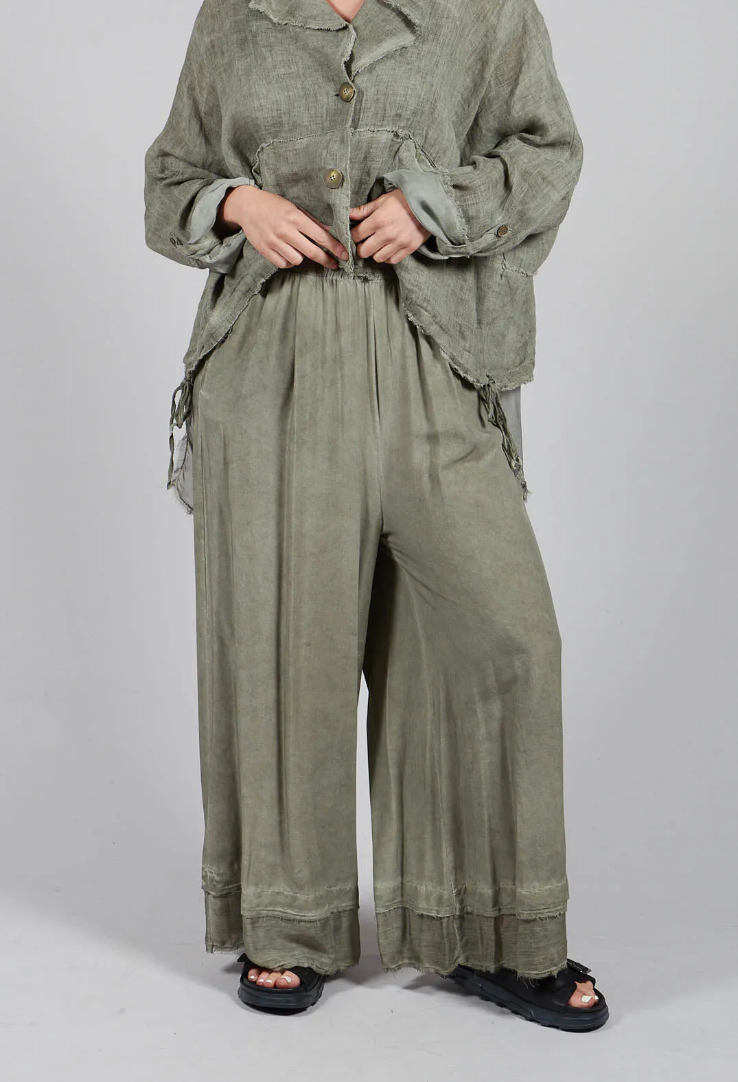 Wide Leg Olive Trousers