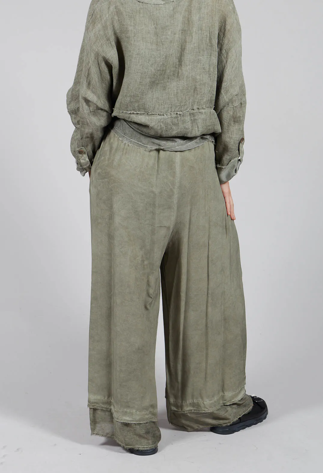 Wide Leg Olive Trousers