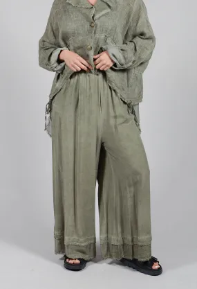 Wide Leg Olive Trousers