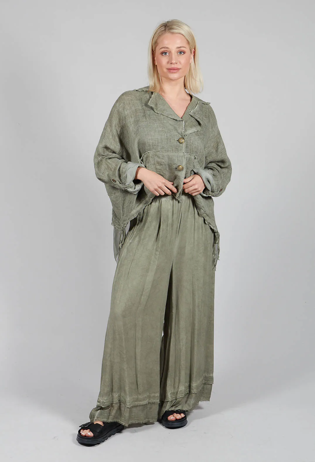 Wide Leg Olive Trousers