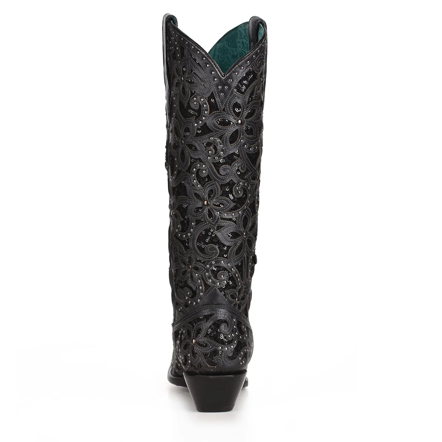 Womens Black Leather Full Inlay Cowboy Boots by Corral