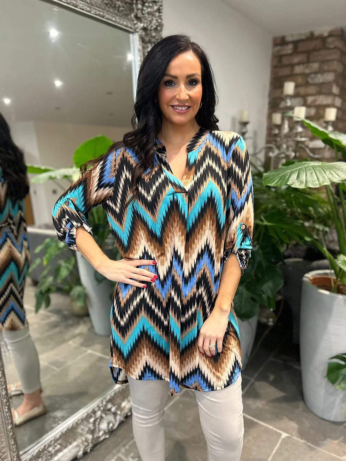 Zig Zag Print Tunic Gloria - Multi Colour