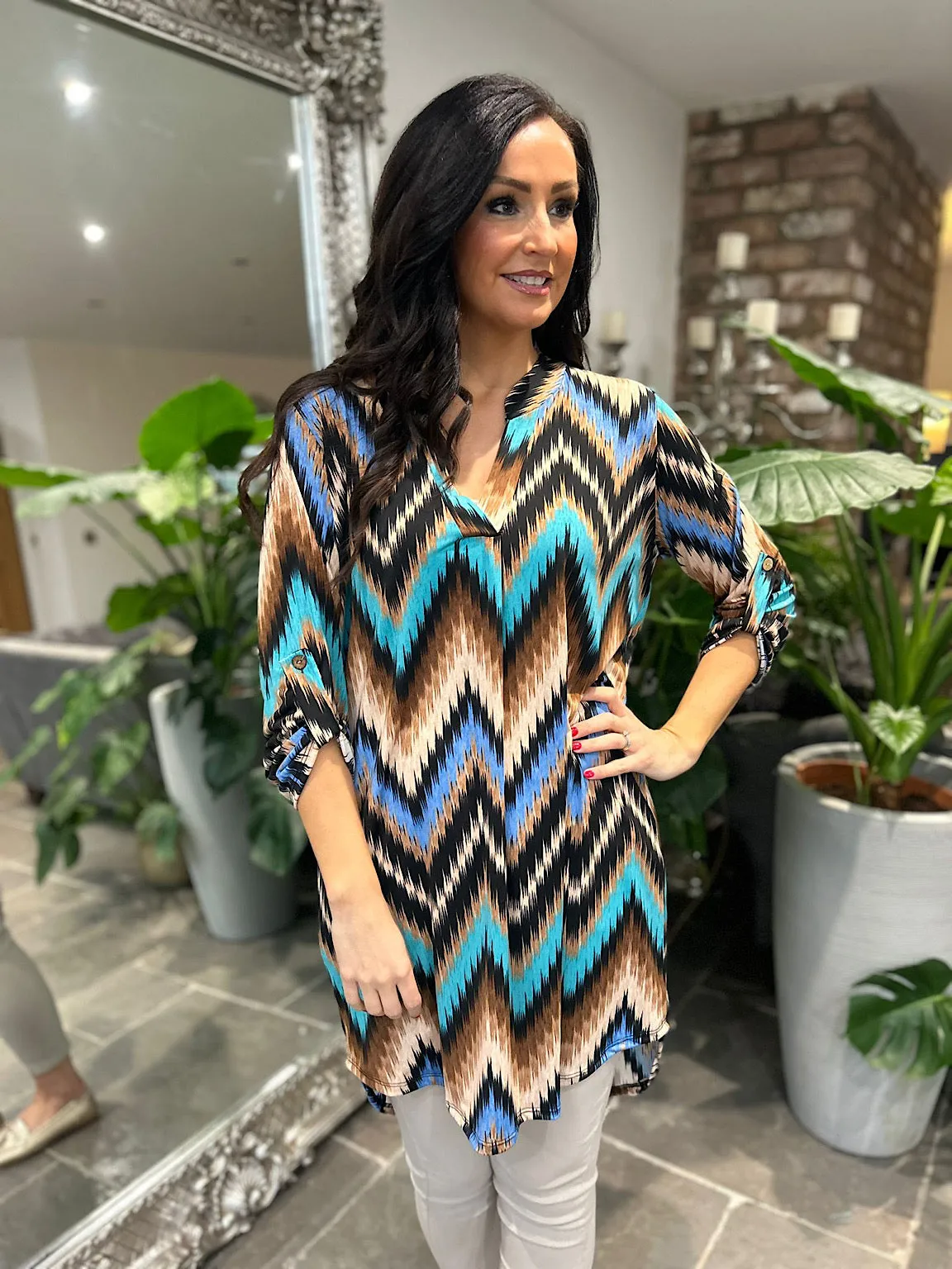 Zig Zag Print Tunic Gloria - Multi Colour