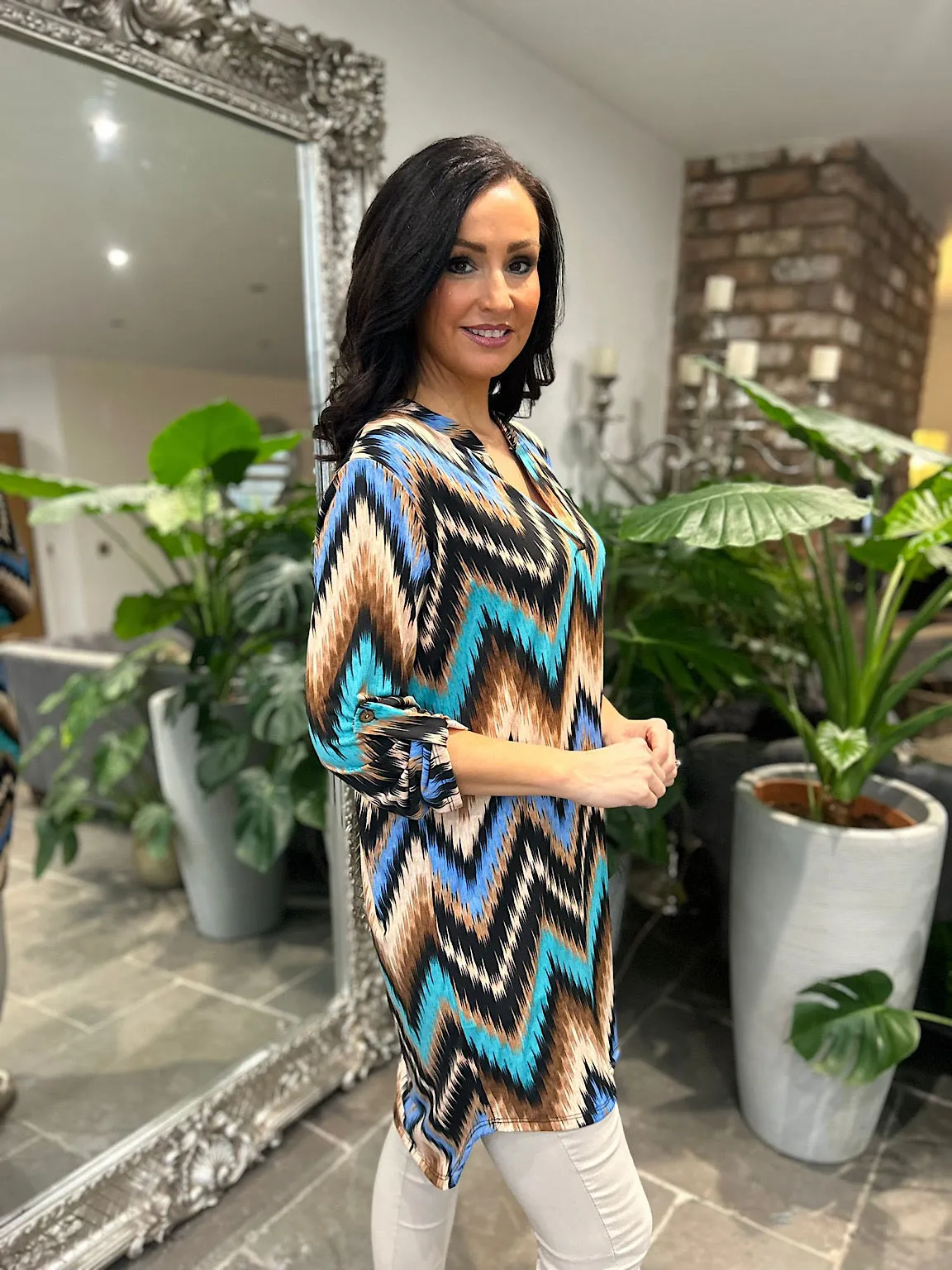 Zig Zag Print Tunic Gloria - Multi Colour